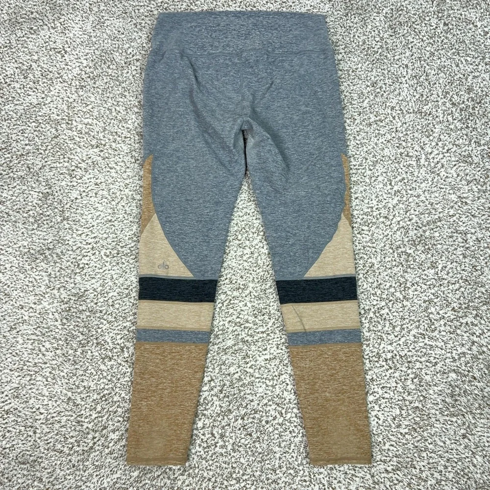 Alo Yoga Pants Womens Large Gray‎ Colorblock Ankle Leggings Yoga Gym Sport